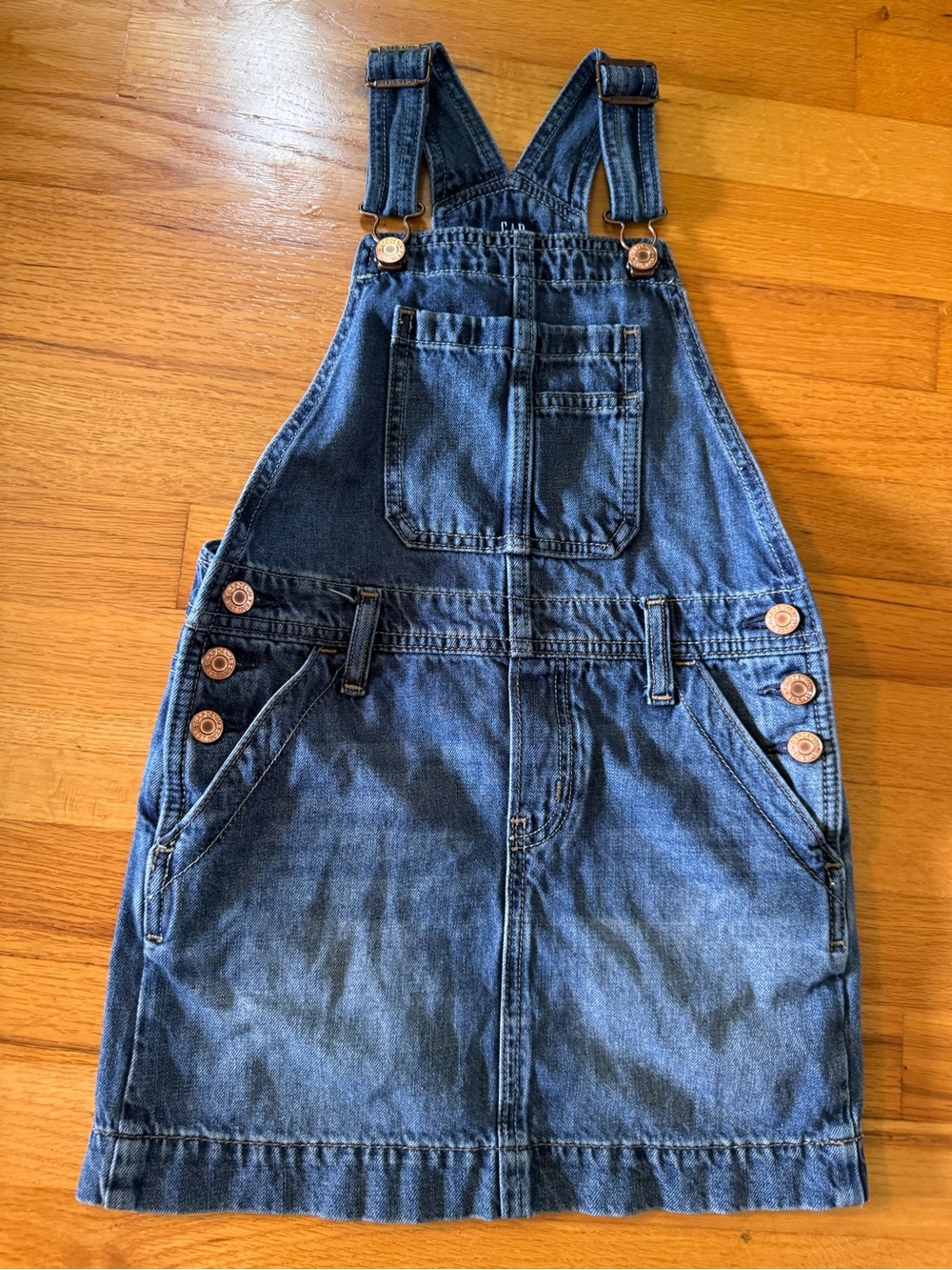GAP Blue Denim Girls Overall Dress with Front Pocket